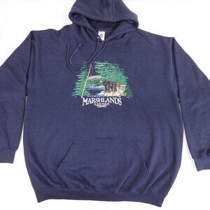 Vintage MARSHLANDS CANADA Embroidered Black Bear Hoodie Adult XL Sweatshirt Y2K